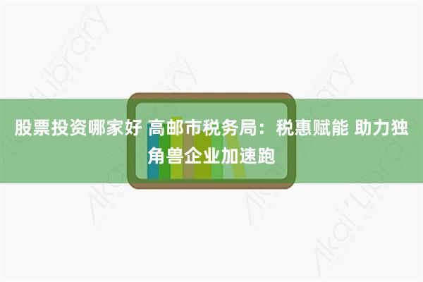 股票投资哪家好 高邮市税务局：税惠赋能 助力独角兽企业加速跑