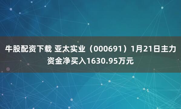 牛股配资下载 亚太实业（000691）1月21日主力资金净买入1630.95万元